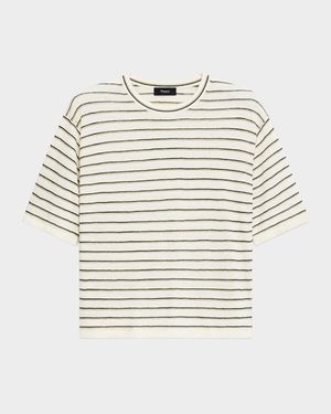 Stripe Knit Short-Sleeve Boyfriend Tee