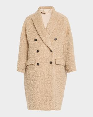 Paillette Crocco-Effect Mohair Double-Breasted Overcoat