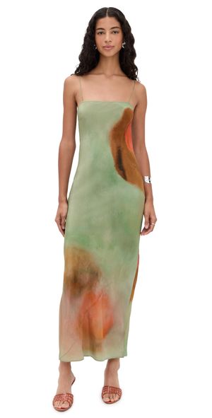 SIR. Calle Silk Slip Dress Acquerello Print 4