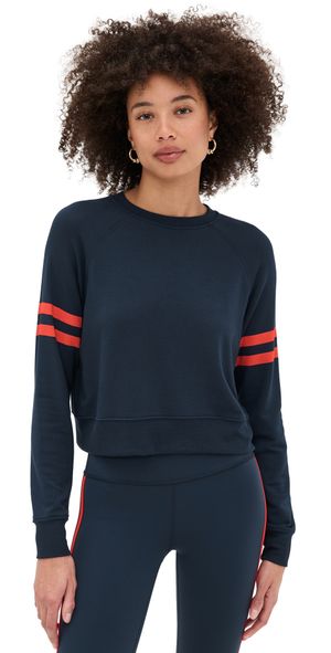 Splits59 Brooks Stripe Fleece Sweatshirt Indigo/Lotus Red XL