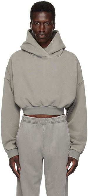 Entire Studios Gray Cropped Heavy Hoodie