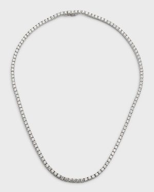 18K White Gold Diamond Tennis Necklace, 17"L, 14.18tcw