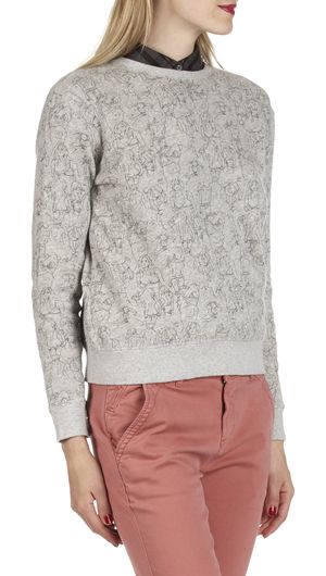 Swildens - Sweat col rond en molleton imprimé love - Taille L - Gris