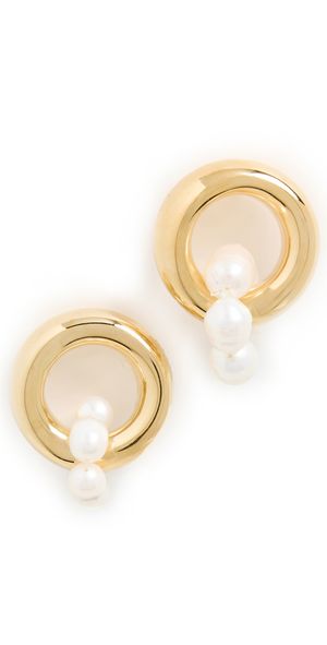 MAYAMAR Bold Gold and Pearl Earrings Gold One Size