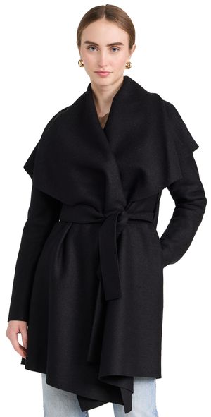 Harris Wharf London Blanket Coat Pressed Wool Black 48