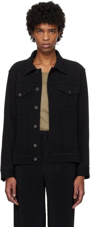 Homme Plissé Issey Miyake Blouson léger noir en polyester façon laine