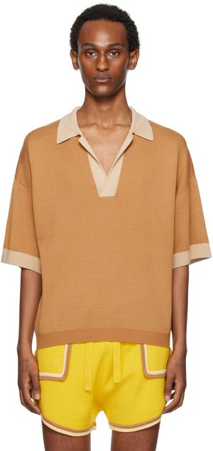 King & Tuckfield Brown Oversized SL Polo