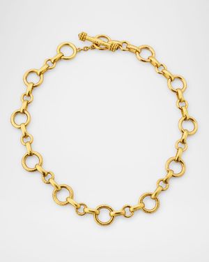 19K Large Siena Link Necklace with Stone Toggle
