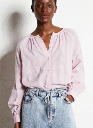 The Korner - Blouse droite col rond à broderies - Taille 42 - Rose