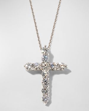 18K Diamond Cross Necklace, 20x15mm