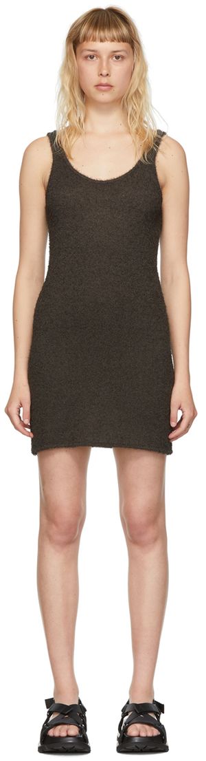 AMOMENTO Taupe Nylon Mini Dress