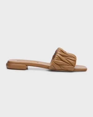 Quilted Leather Flat Slide Style