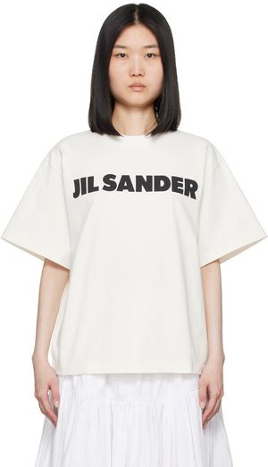 Jil Sander T-shirt blanc cassé à logo imprimé