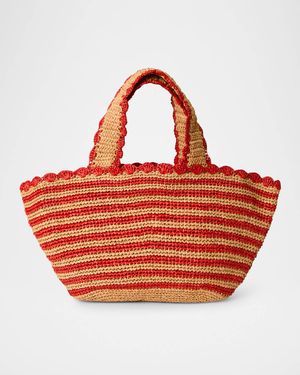 Odessa Striped Straw Tote Bag