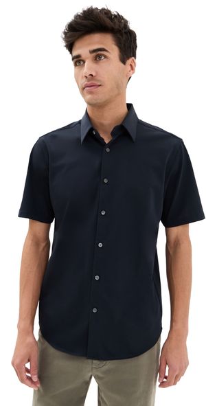 Theory Structure Knit Irving Short Sleeve Shirt Eclipse XXL