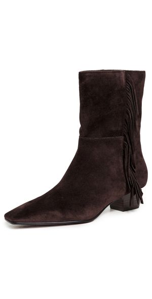 Madewell The Lexie Fringed Ankle Boots in Suede Dark Carob 7.5