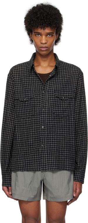 Tonywack Black Double Pocket Check Shirt