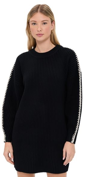 rag & bone Ingrid Crew Neck Mini Dress Black M