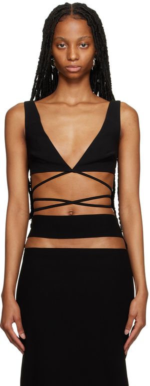 Mônot Black Wrap-Around Tank Top