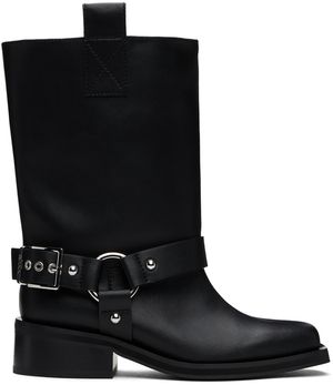 GANNI Black Mid Shaft Biker Boots