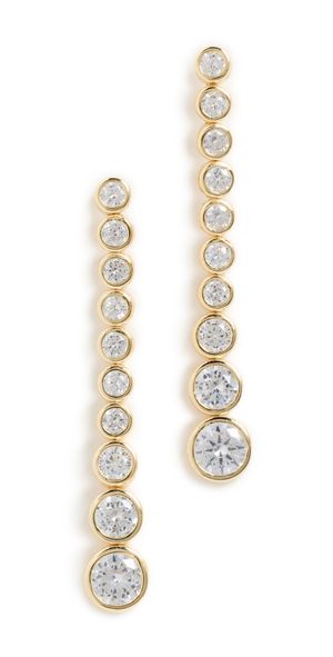 SHASHI Bezel Diamond Drop Earrings Gold One Size