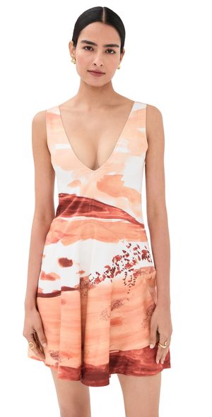 JW Anderson Printed V Neck Mini Dress Red/White 4