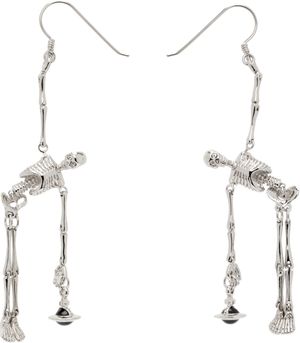 Vivienne Westwood Silver Skeleton Earrings