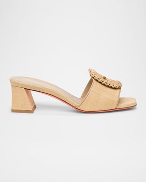 Marta Raffia Buckle Mule Sandals