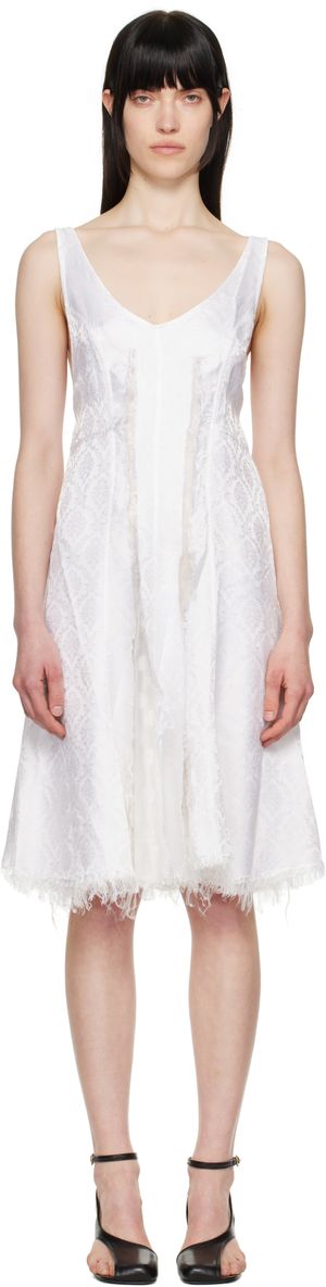 Edward Cuming White Circle Cupro Third Wedding Midi Dress