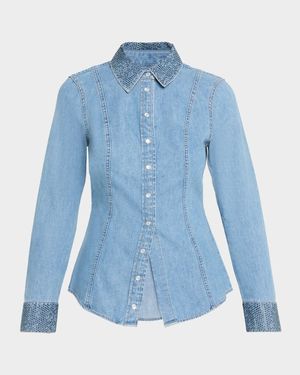 Noah Denim Crystal-Trim Shirt