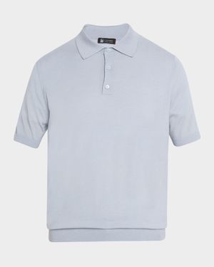Men's Cashmere and Silk Short-Sleeve Polo Sweater