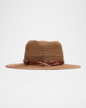 Noelle Feather-Embellished Straw Hat