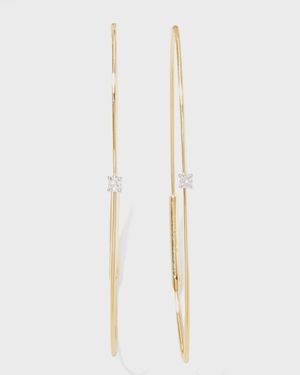 14K Gold Small Oval Magic Hoop Earrings with Diamonds