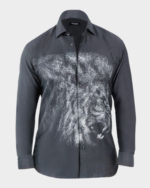 Men's Fibonacci Cotton Lion Chalk Sport Shirt