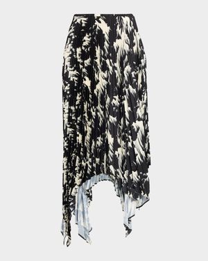 Floral Plisse Midi Skirt