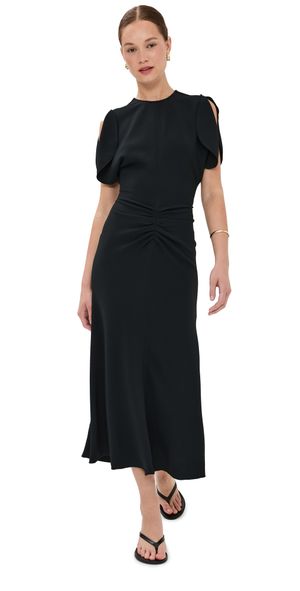 Victoria Beckham Gathered Waist Midi Dress Black 8