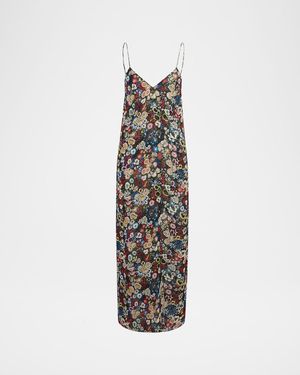 Taja Floral Silk Chiffon Maxi Slip Dress