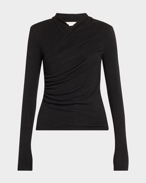 Long-Sleeve Faux-Wrap Top