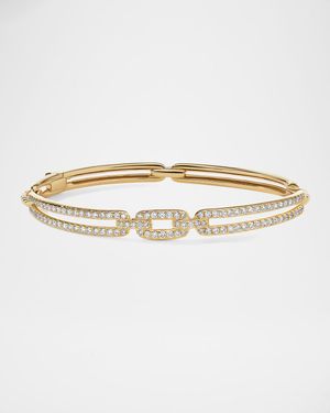 Stax Link Bracelet with Diamonds in 18K Gold, 7mm