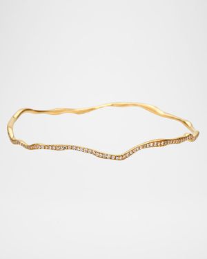 Drizzle Thin Wavy Pave Diamond Gold Bangle