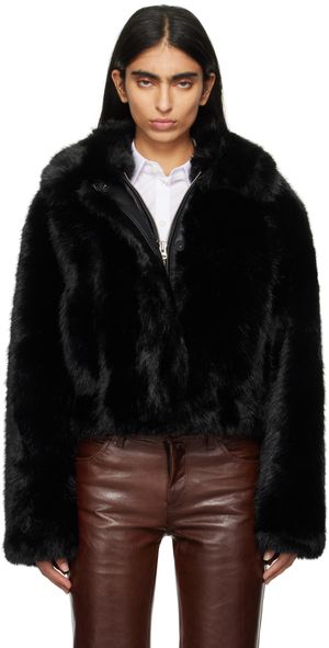 Stand Studio Blouson Lena noir en fourrure synthétique