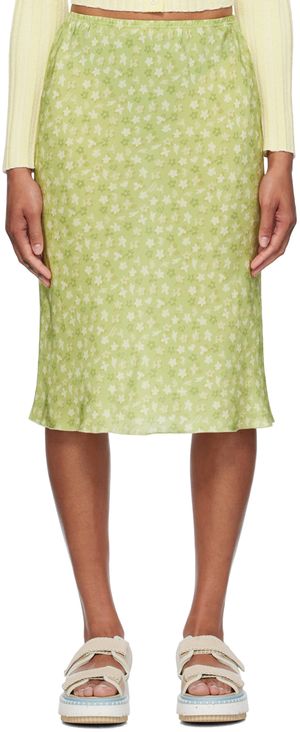 Maison Kitsuné Jupe midi coupée sur le biais verte