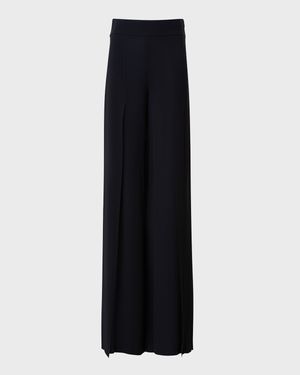 Fellia Pintuck Wide-Leg Slits Silk Georgette Pants
