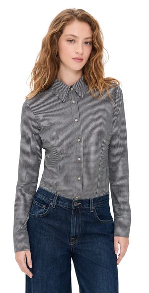 Commando Classic Print Button Down Thong Bodysuit Houndstooth Espresso M