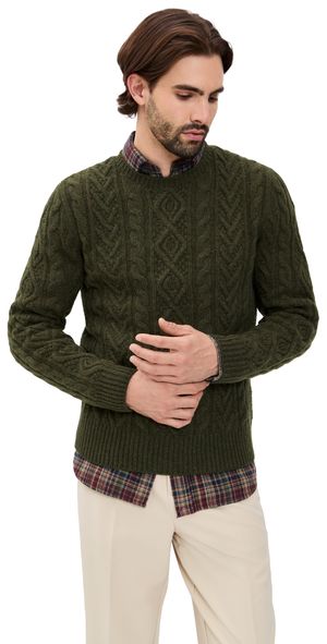 Polo Ralph Lauren Original Label Aran Crewneck Sweater Leaf Green Heather M