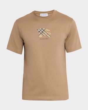 Men's Embroidered EKD Check Logo Slim-Fit Cotton T-Shirt