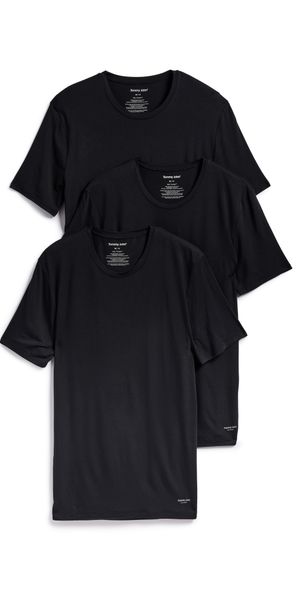 Tommy John Crew Neck Stay-Tucked Undershirt 3-Pack Black S