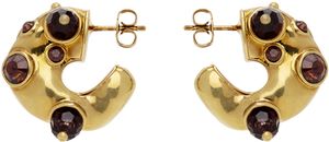 Dries Van Noten Gold & Brown Embellished Earrings