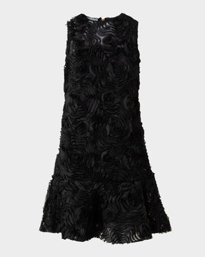 3D Carnation Tulle Embroidered Sleeveless Dress