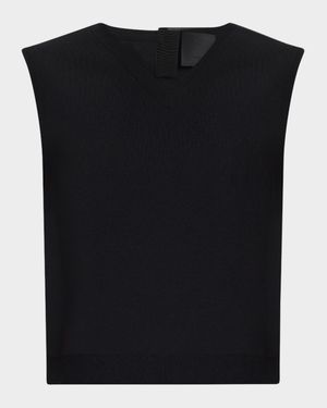V-Neck Button Knit Crop Vest
